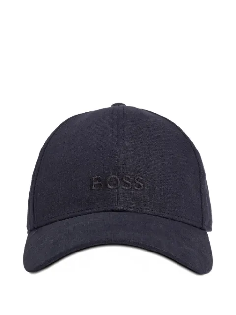 BOSS logo-embroidered linen cap