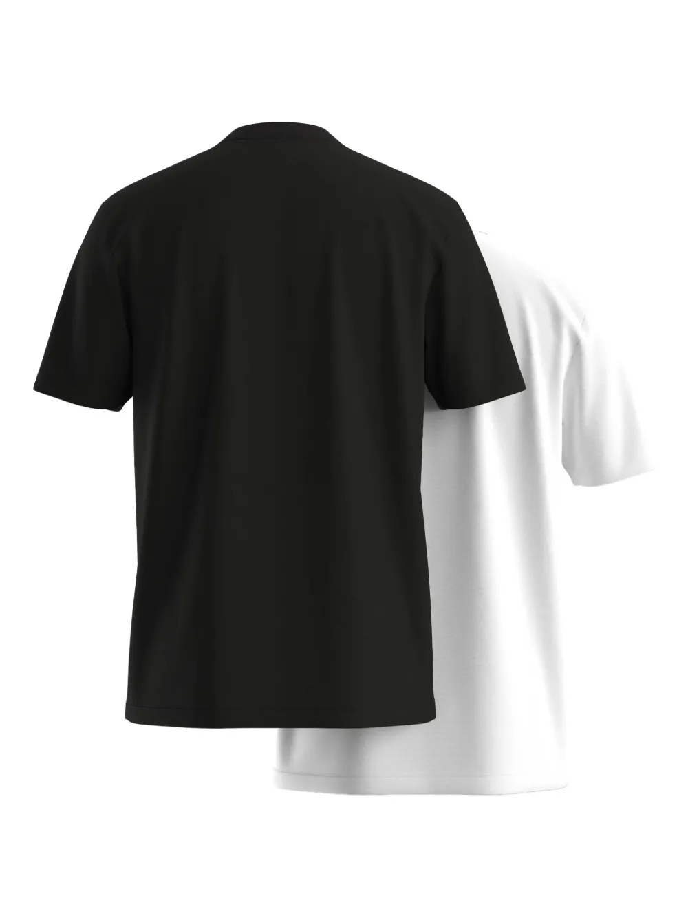 HUGO T-shirt met vierkant logo en ronde hals - Zwart