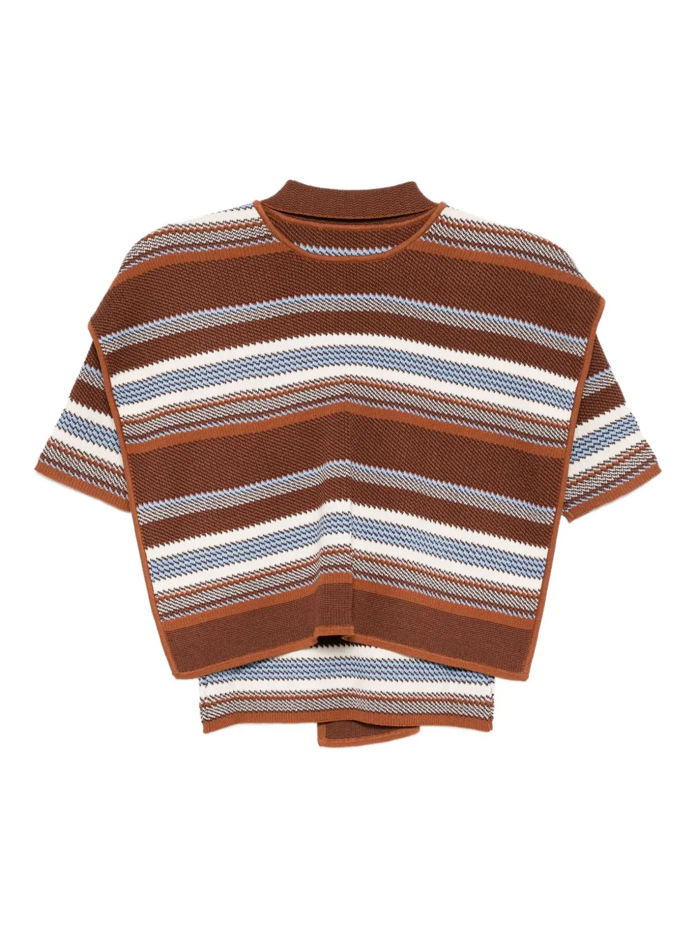 Monse Gestreepte sjaal en top met jacquard - Bruin