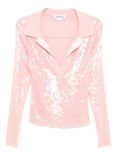 Monse knit collar sequin blouse