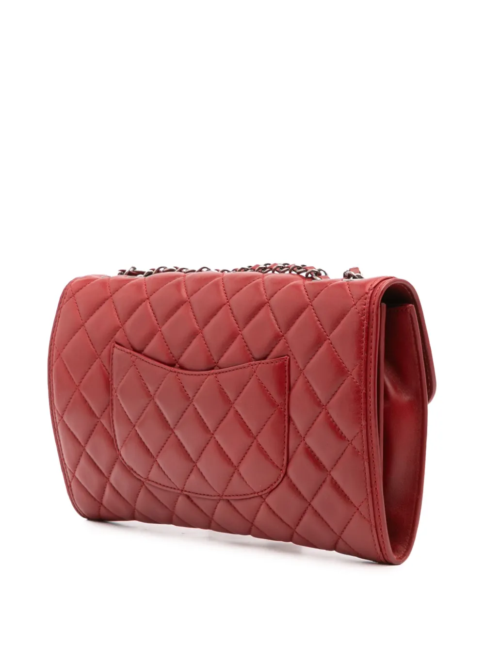 Pre-owned Chanel 2013-2014 Medium Quilted Lambskin Citizen Flap Satchel In Red