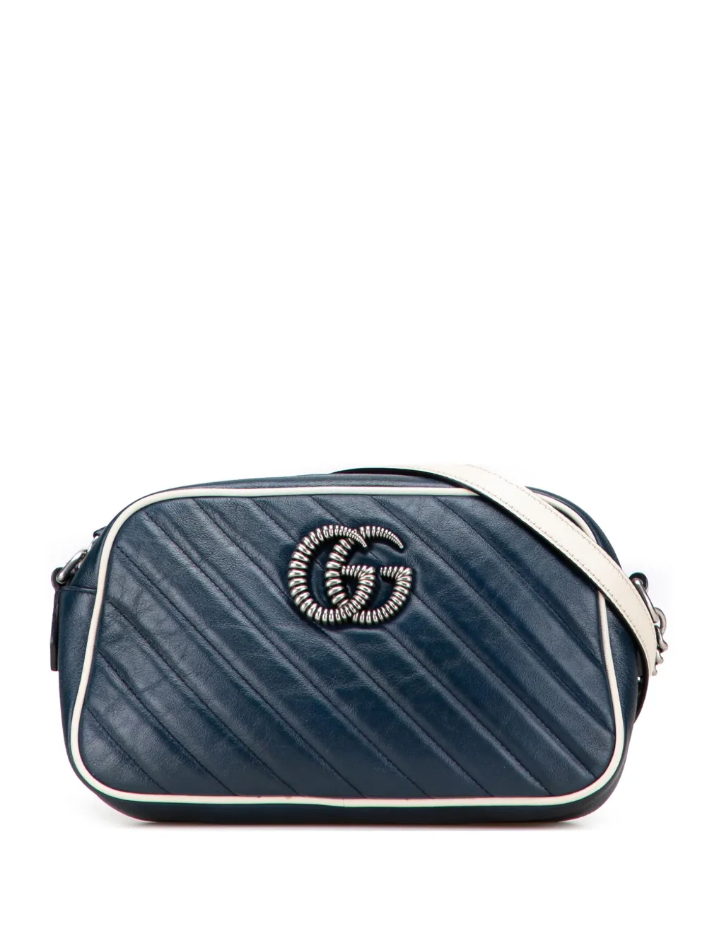 Gucci Pre-Owned 2016-2025 スモール GGマーモント レザー トーション ショルダーバッグ - ブルー Gucci Pre-Owned 2016-2025 スモール GGマーモント レザー トーション ショルダーバッグ - ブルー