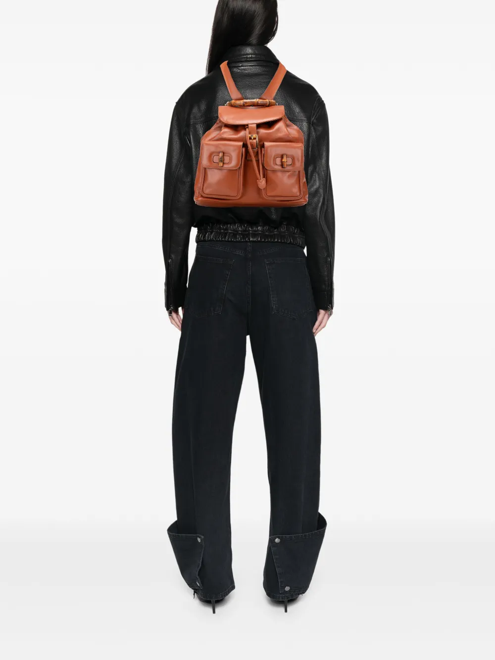 Gucci Pre-Owned 20th Century Leather Bamboo Drawstring backpack | Pre-Owned | Image 2