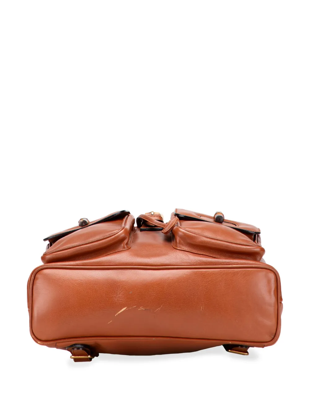 Pre-owned Gucci 20th Century Leather Bamboo Drawstring Backpack In Brown