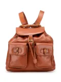Gucci Pre-Owned 20th Century Leather Bamboo Drawstring backpack - Brown