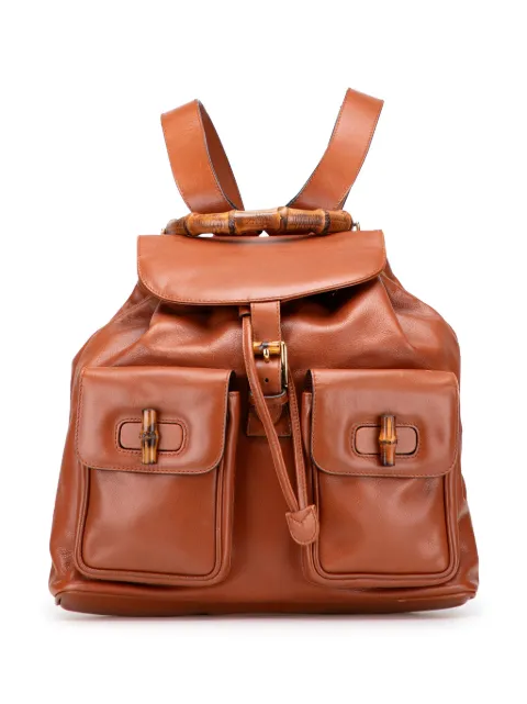 Gucci Pre-Owned 20th Century Leather Bamboo Drawstring backpack
