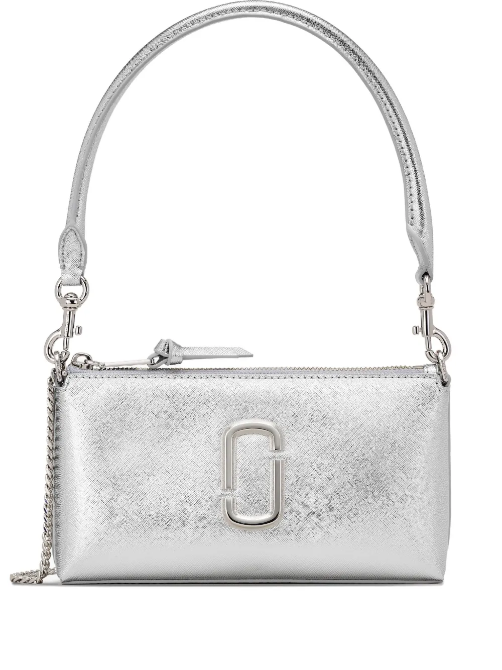 Marc Jacobs Mini The Metallic Pochette Cross Body Bag In Silver
