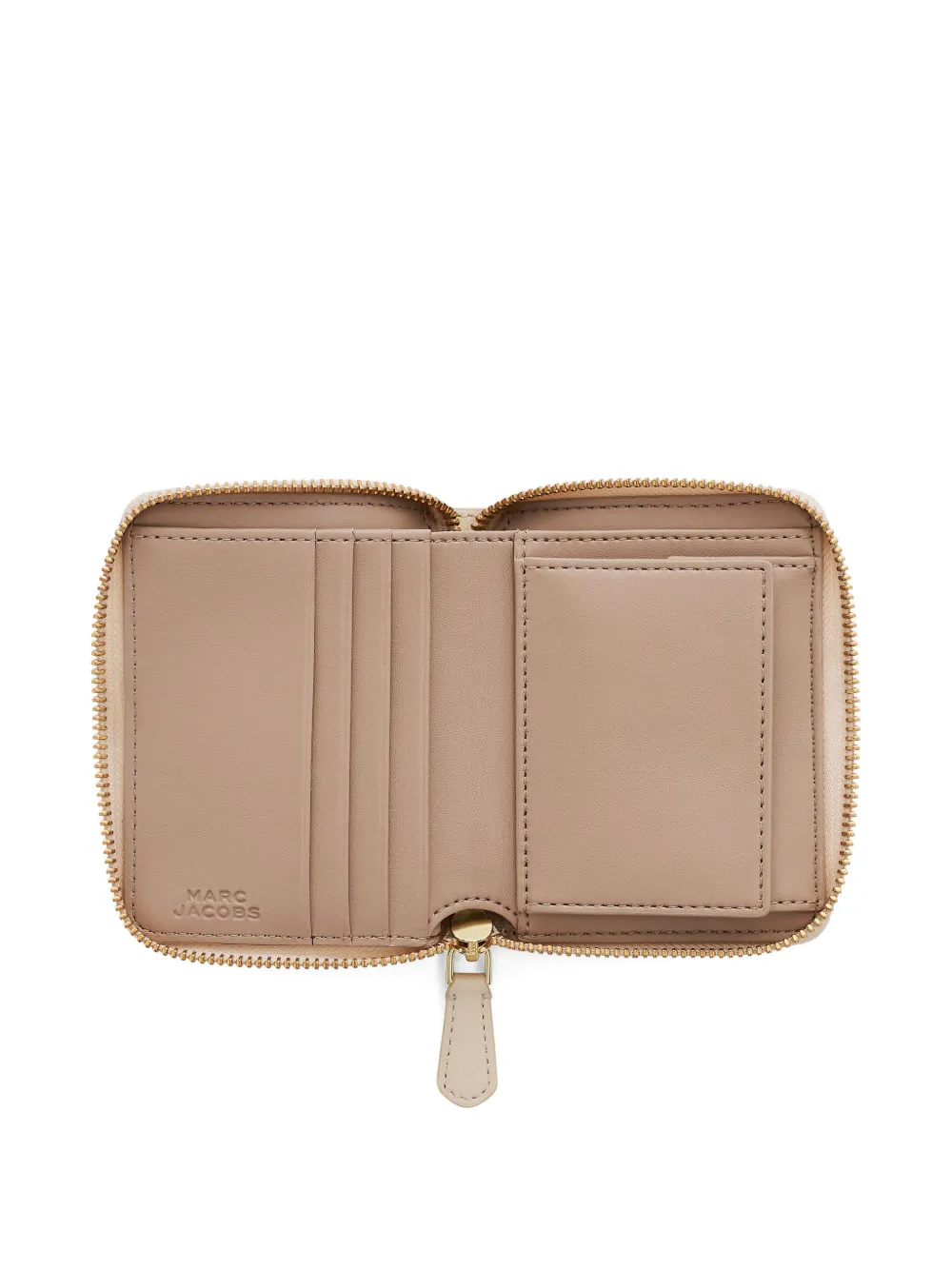 Marc Jacobs The Slim Compact Zip Leather Wallet In Neutral