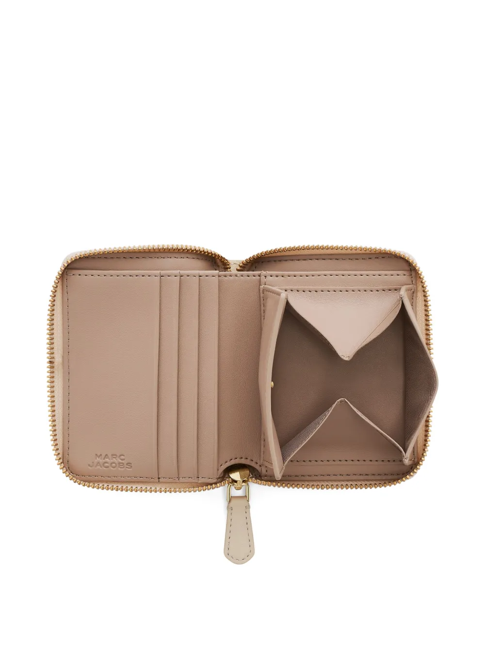Marc Jacobs The Slim Compact Zip Leather Wallet In Neutral