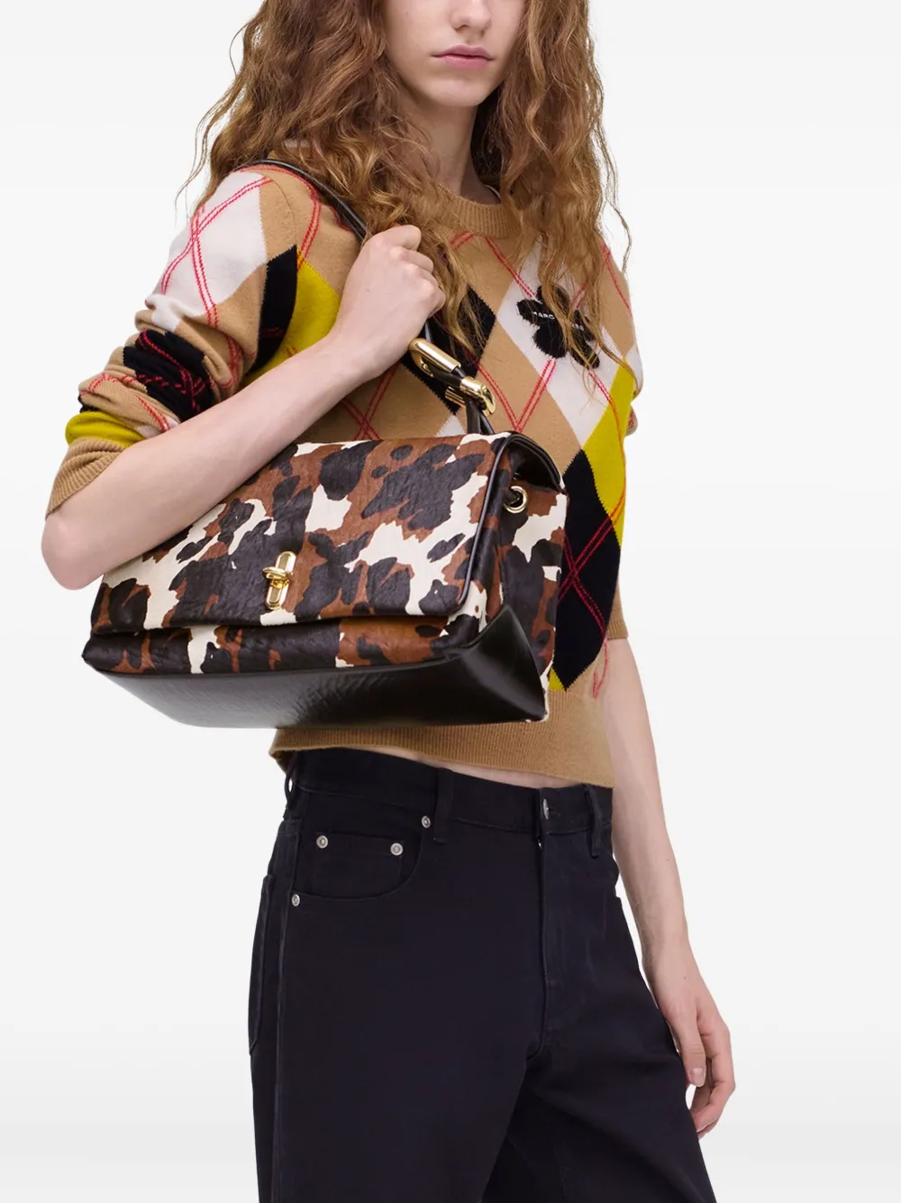 Marc Jacobs Dual grote schoudertas met kalfshaar - Bruin