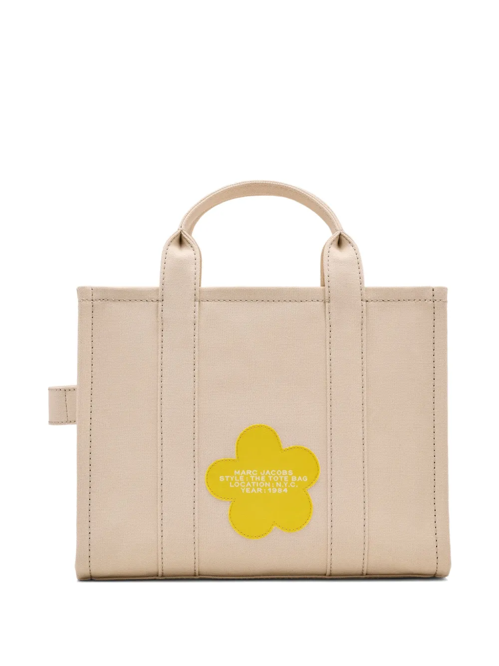 Marc Jacobs The Daisy Script Canvas Medium Tote Bag In Neutral