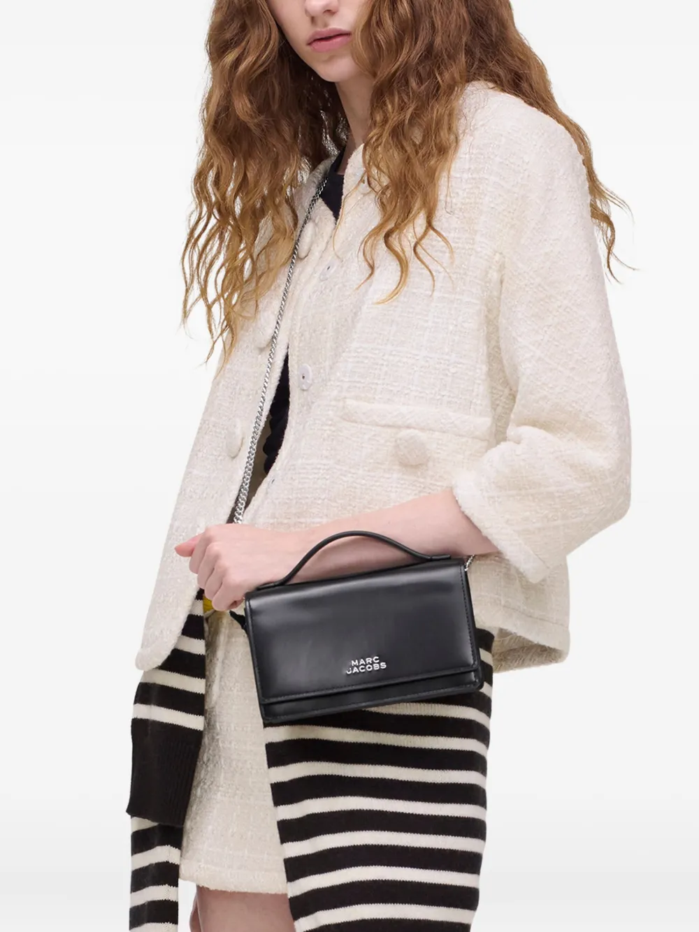 Marc Jacobs Mini The Mirror Leather Cross Body Bag In Black