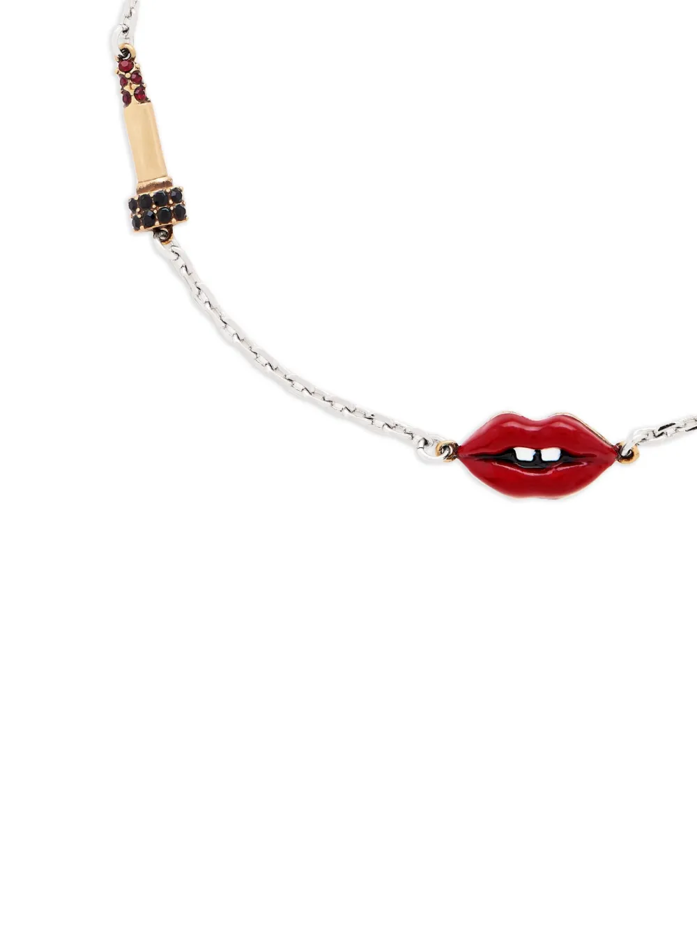 Marc Jacobs Lip-detail Slider-fastening Bracelet In Metallic