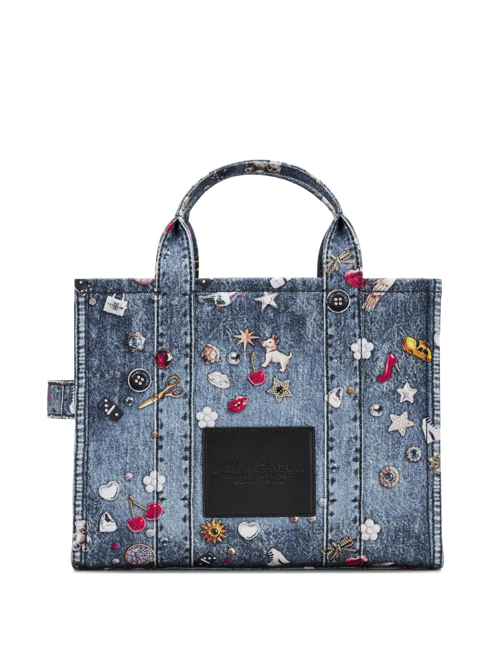 Marc Jacobs Medium Tote Bag Embroidered Design In Blue