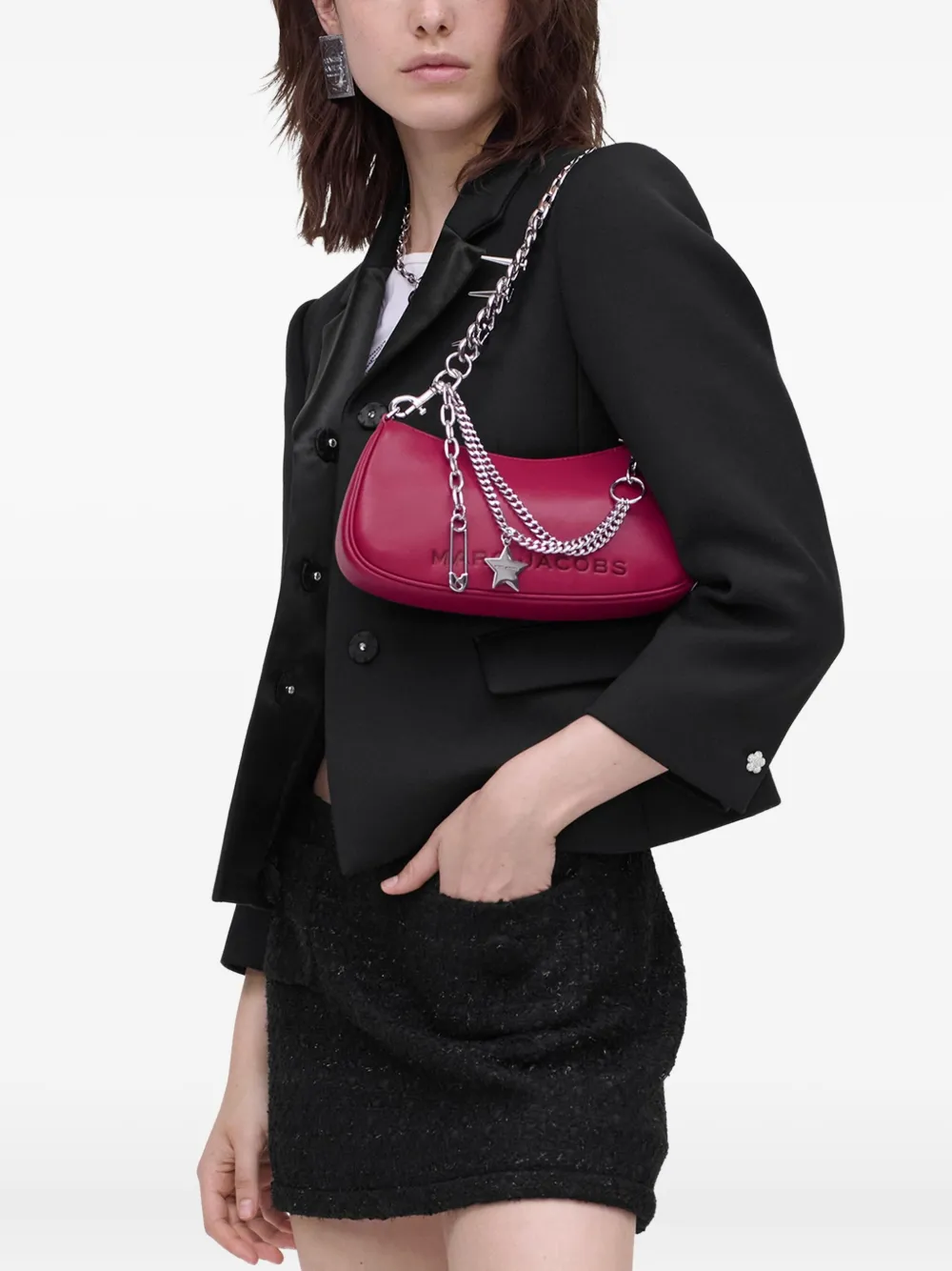 Marc Jacobs Schoudertas met ketting en bedel - Roze