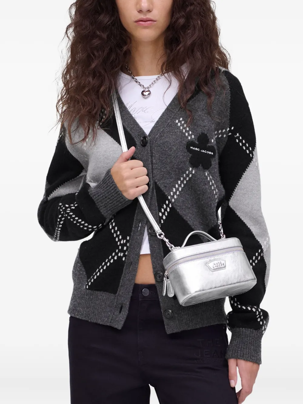 Marc Jacobs The Vanity Leather Crossbody Bag In Silver