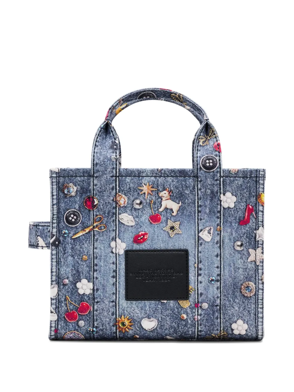 Marc Jacobs Denim Trompe Loeil Trinket Small Tote In Blue