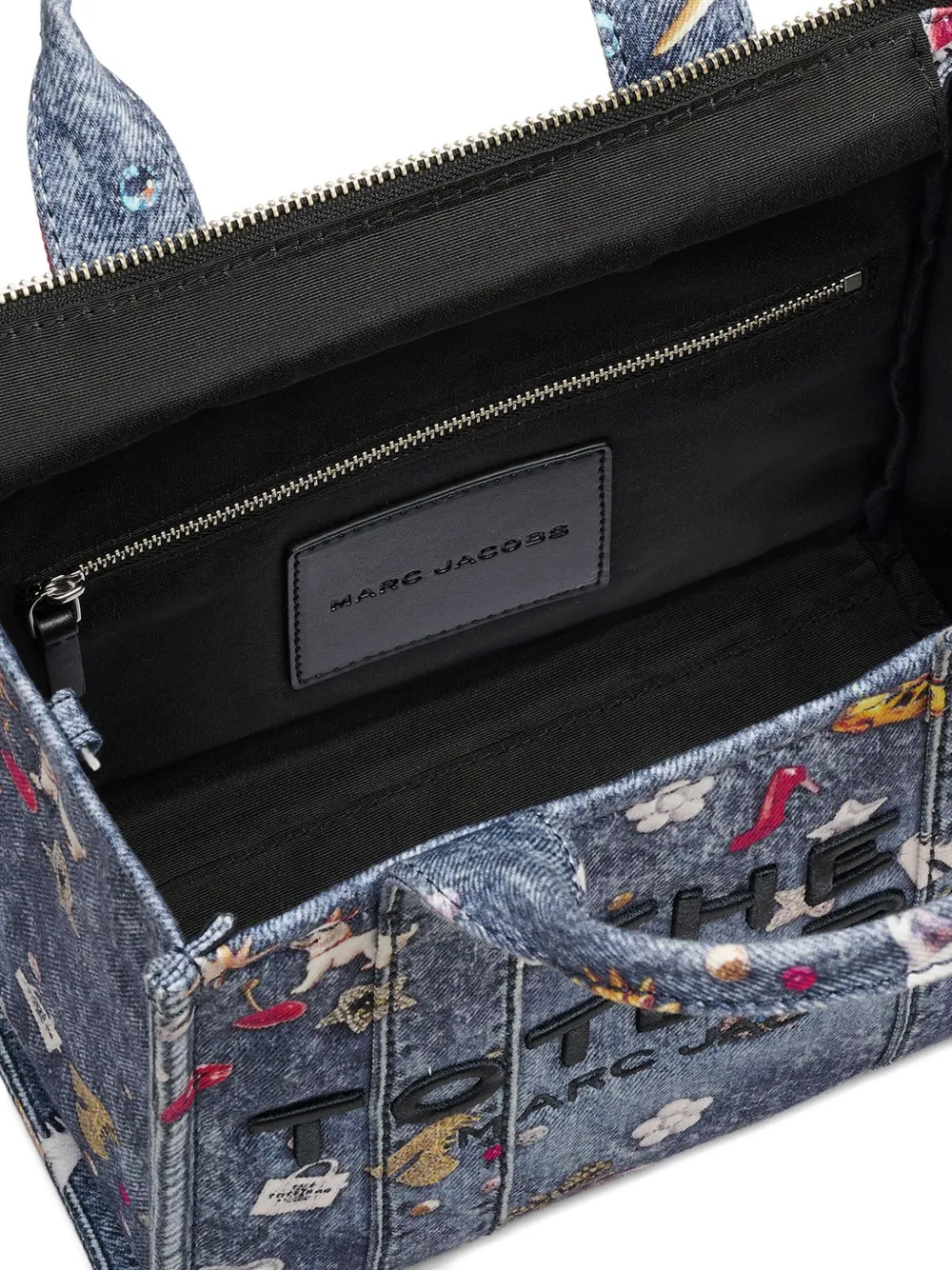 Marc Jacobs Denim Trompe Loeil Trinket Small Tote In Blue