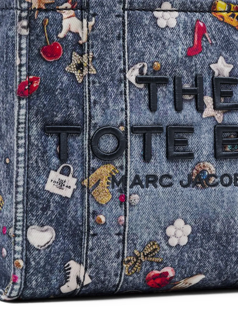 Marc Jacobs Denim Trompe Loeil Trinket Small Tote In Blue