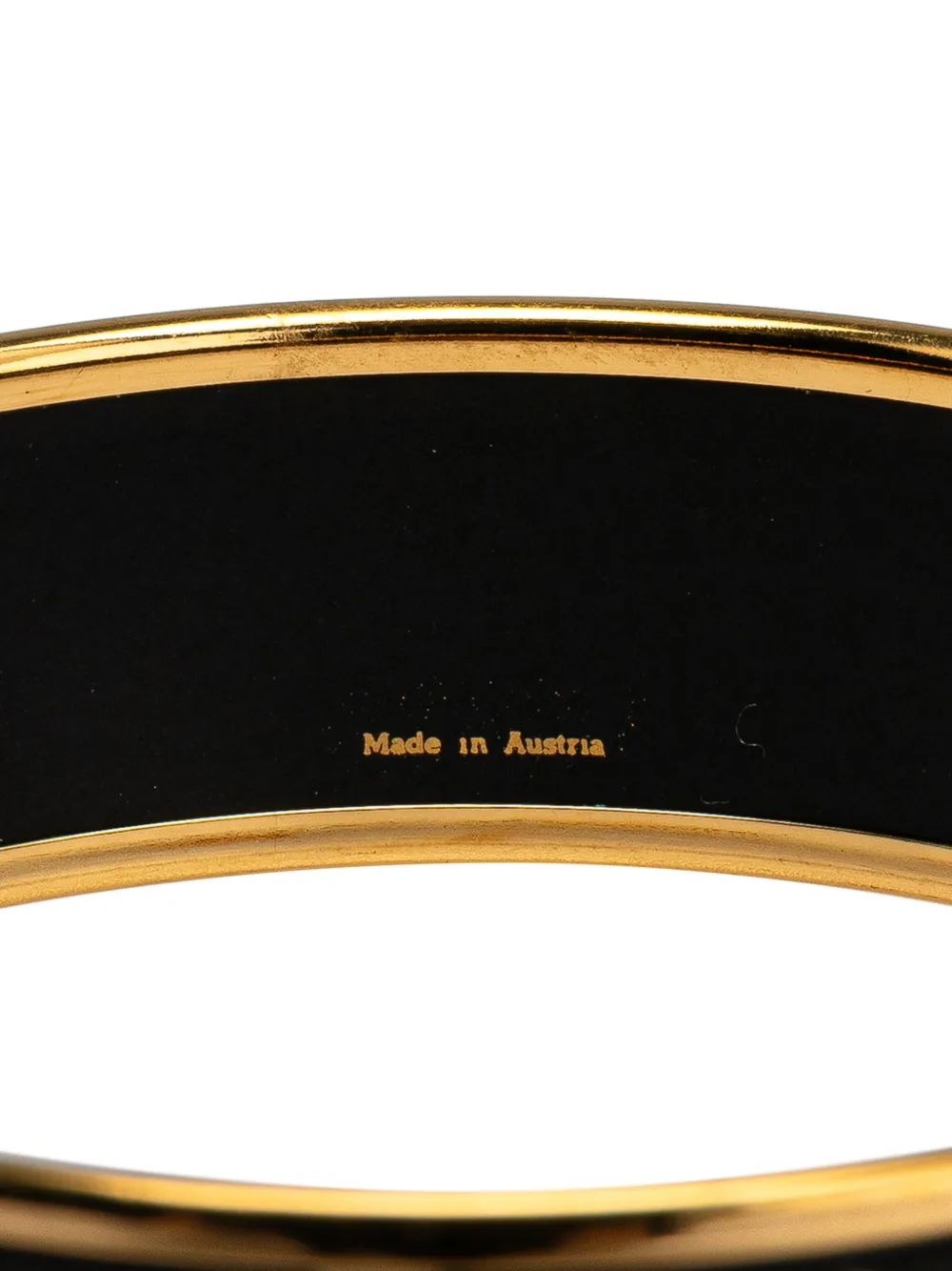 HERMES Pre-owned 2000-2020 Wide Enamel Printed Bangle Costume Bracelet In Black