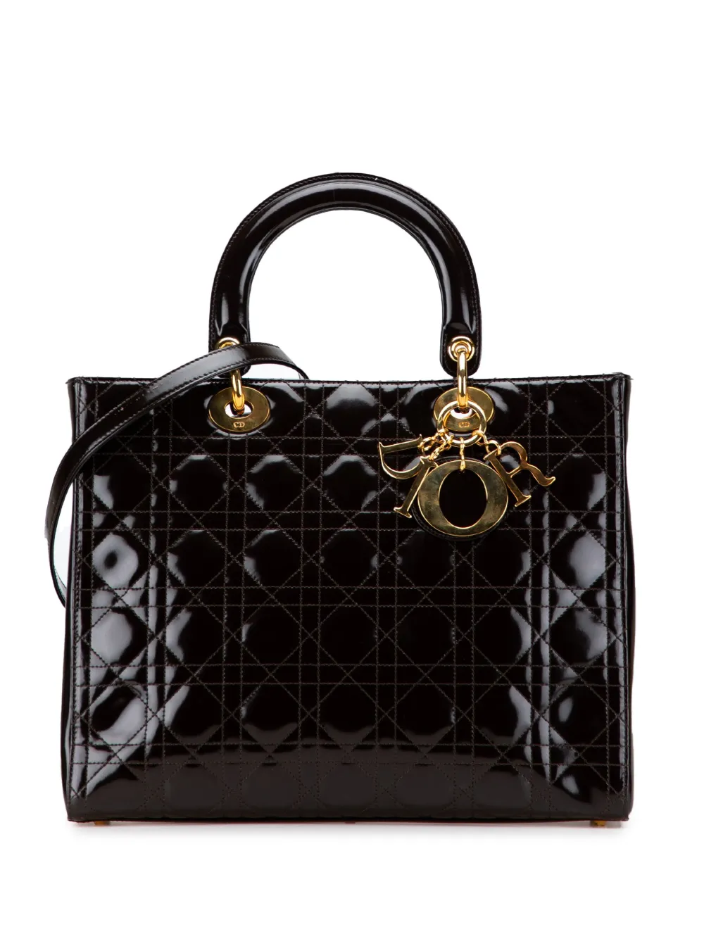 Christian Dior Pre-Owned 1997 Large Patent Cannage Lady Dior satchel | Brown | Image 1