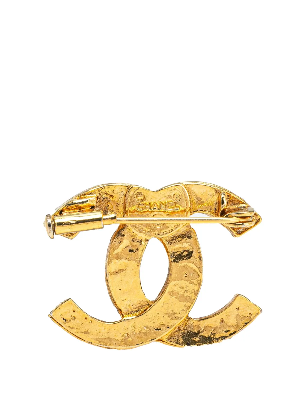 CHANEL Pre-Owned 1970-1980 Gold Plated CC Rhinestone Brooch costume brooch | Image 2