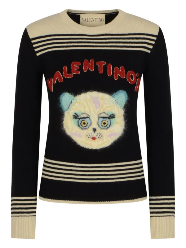 Valentino Garavani cat-embroidered Striped Sweater Black FARFETCH PH