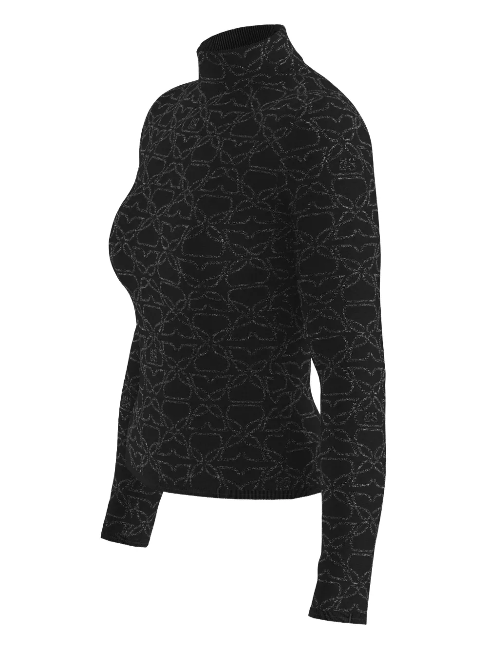 Hugo Boss Floral-pattern Turtleneck Top In Black