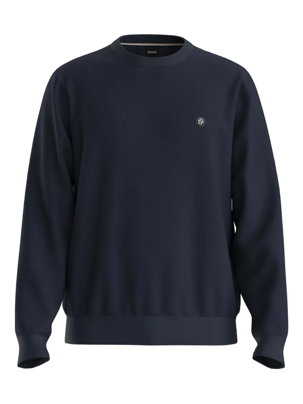 Hugo Boss Mens Boss Branded Crewneck Cotton-blend Sweatshirt In Blue