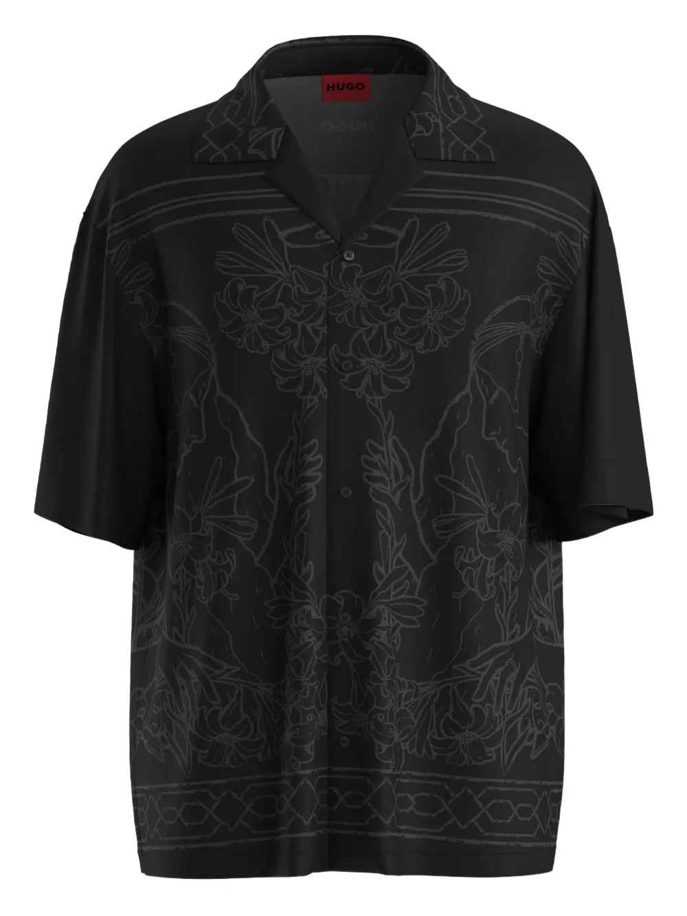 HUGO floral-print shirt | Black | Image 1