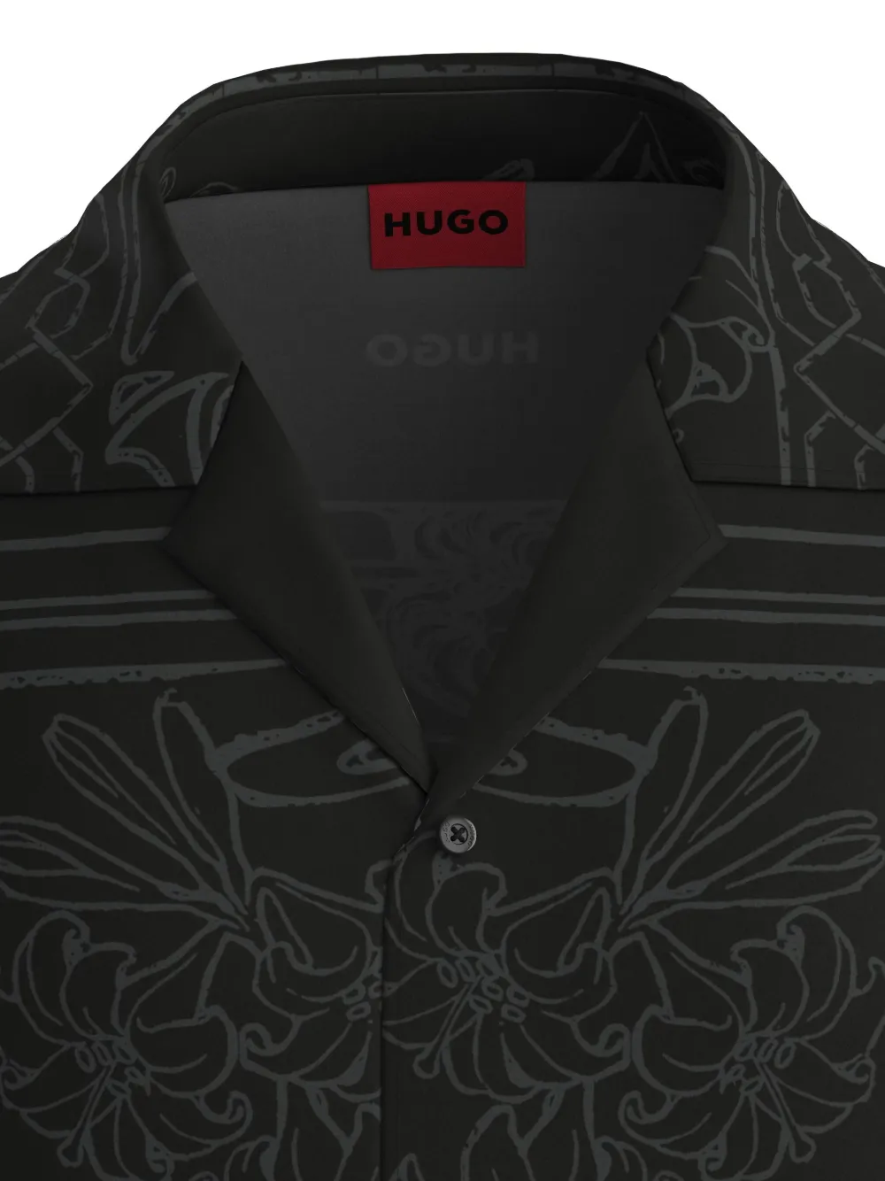 HUGO Overhemd met bloemenprint Zwart