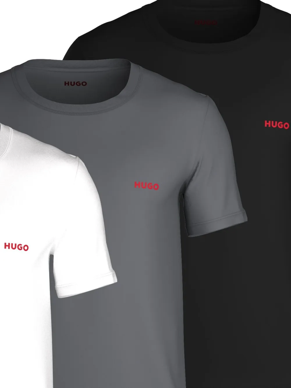 HUGO Drie katoenen T-shirt - Zwart