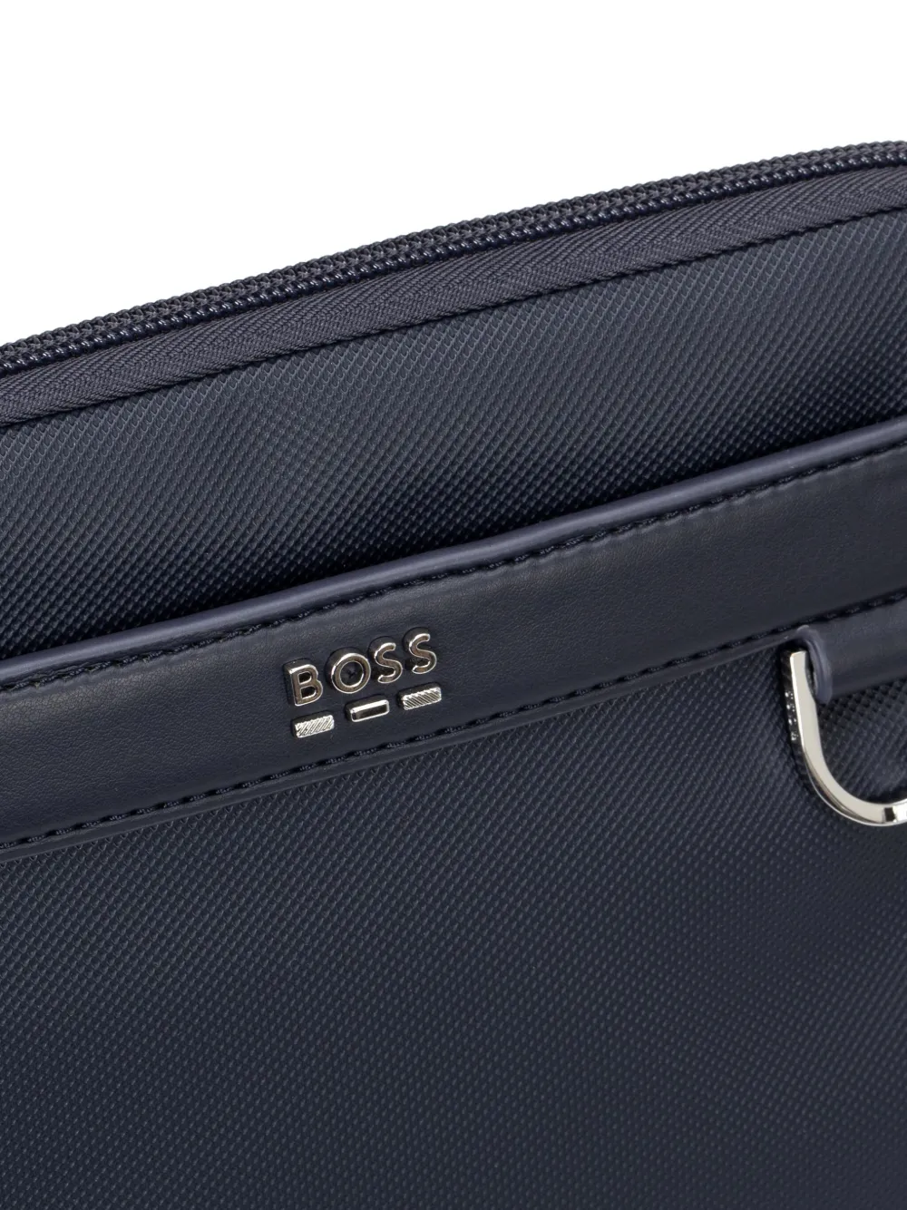 BOSS Getextureerde messengertas met ritssluiting Blauw