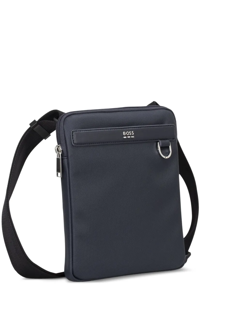 BOSS textured zip-fastening messenger bag | Blue | Image 1