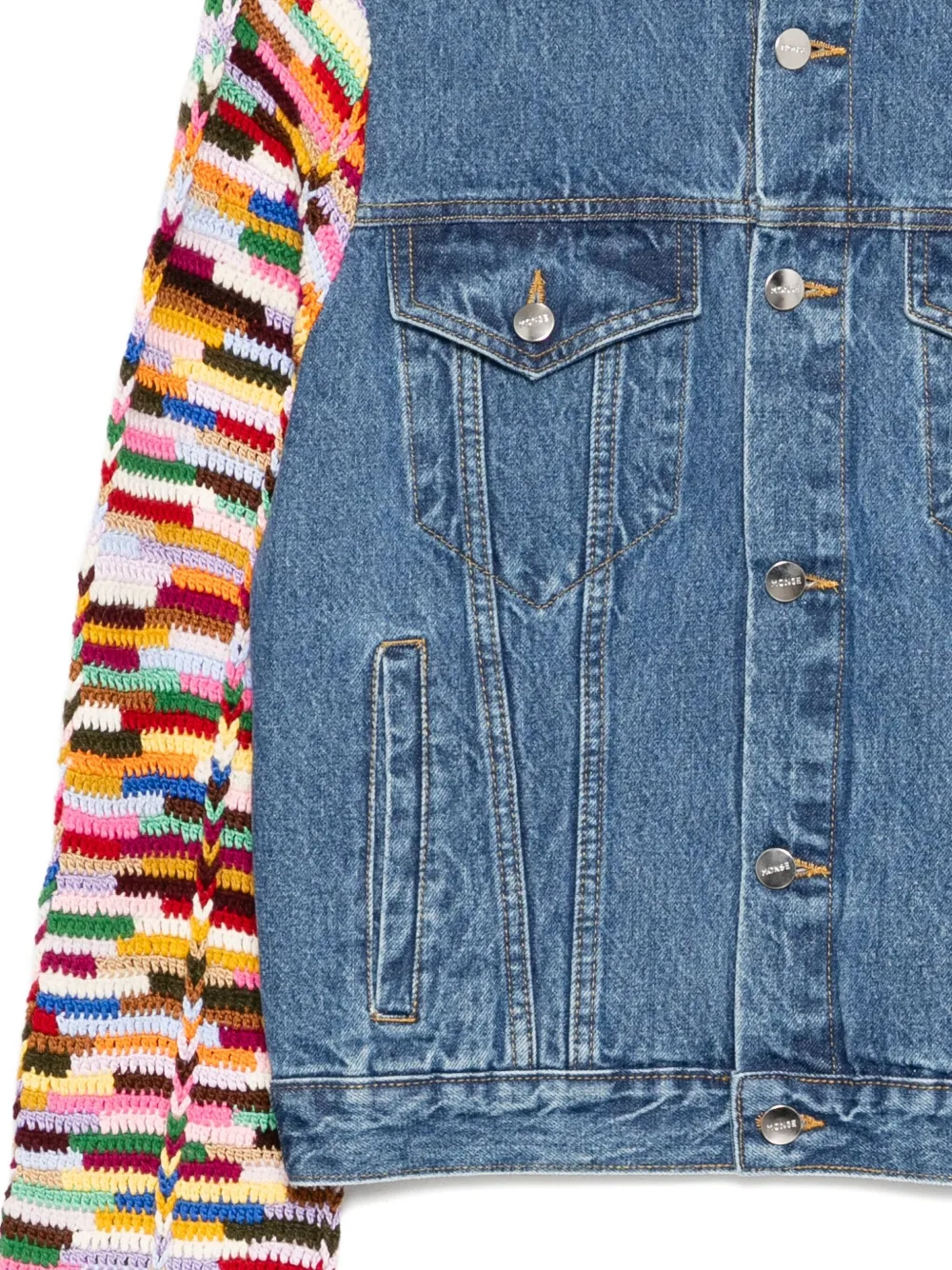  Monse Crochet Sleeves Denim Jacket - Blue 