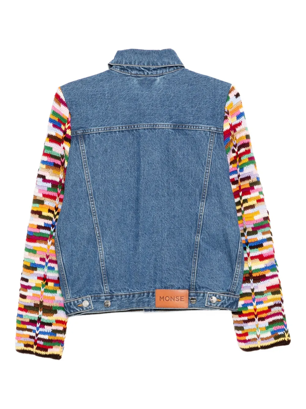  Monse Crochet Sleeves Denim Jacket - Blue 
