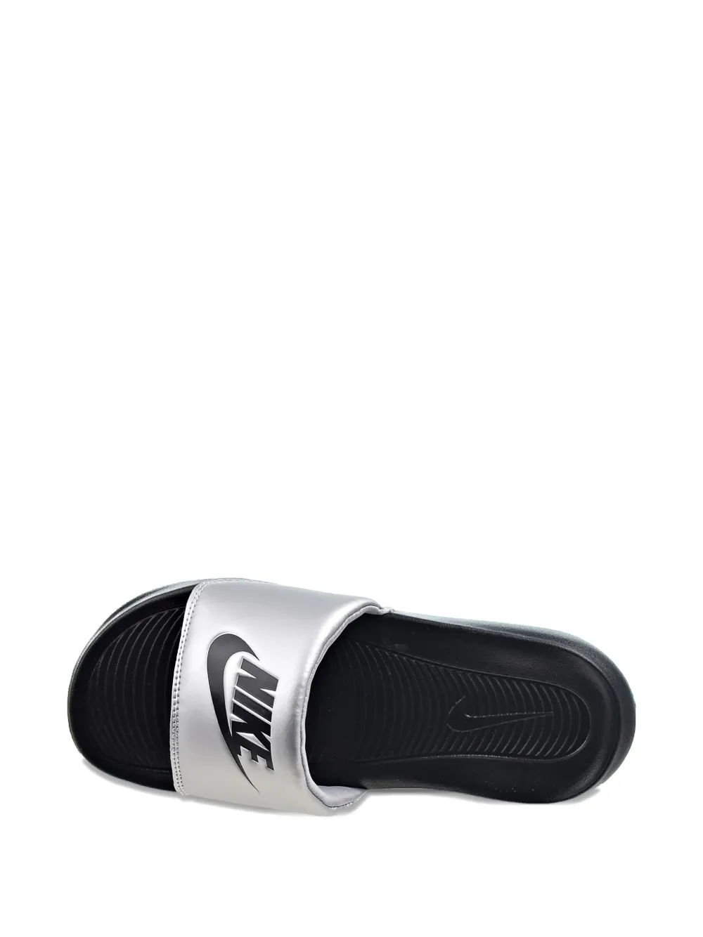 Nike Victori One "Black Metallic Sliver" slides Zilver