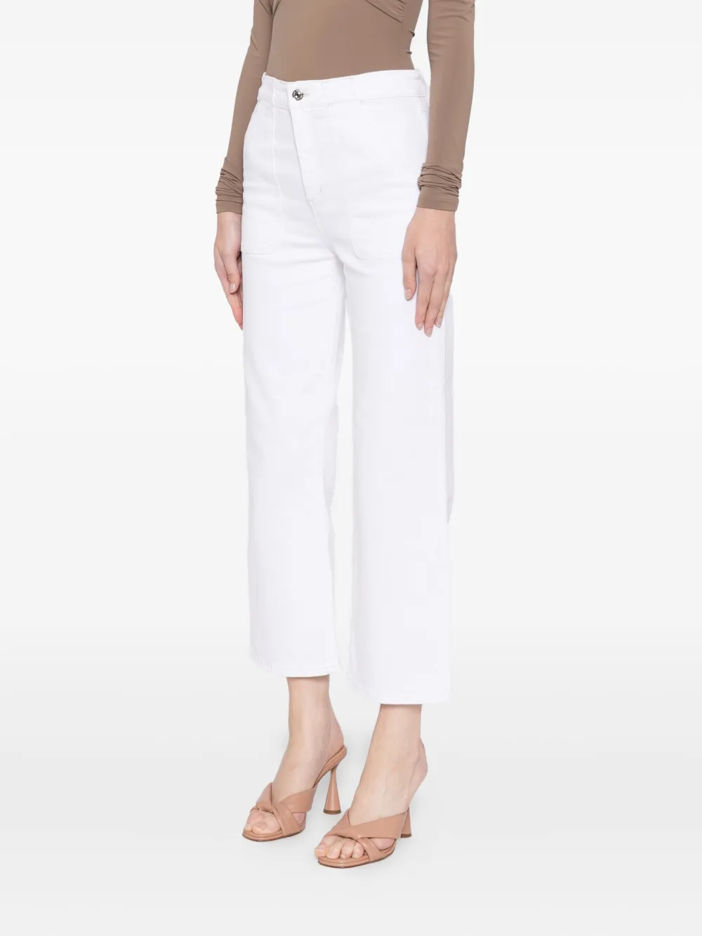 Frame The Arrow High Waist Relaxed Bootcut Jeans In White
