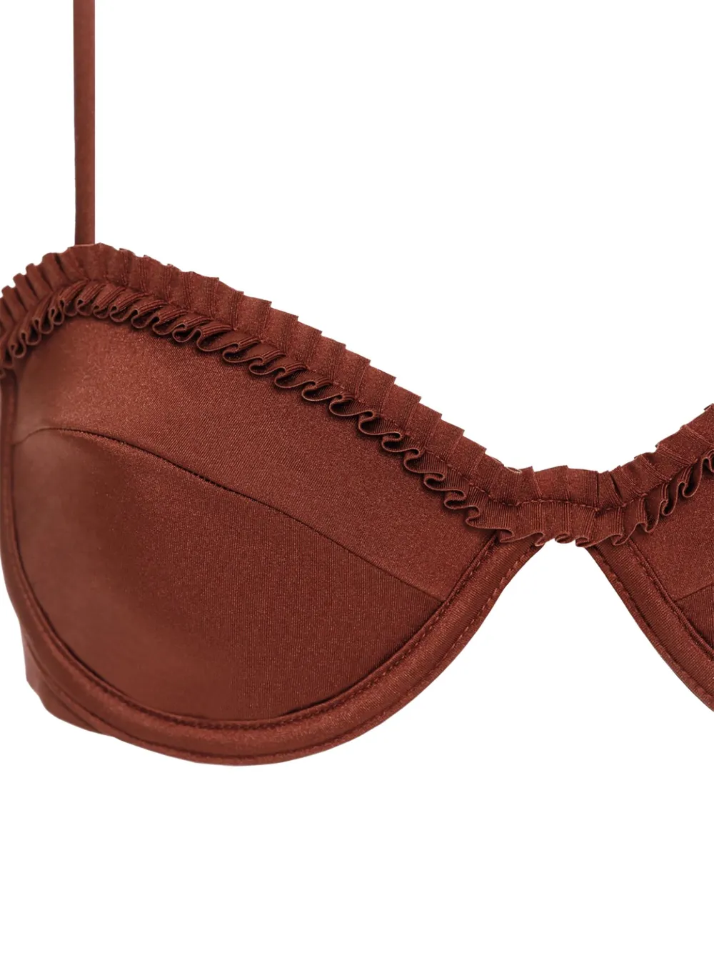 Agua Bendita Madelyn Ruffled-trim Bikini Top In Brown