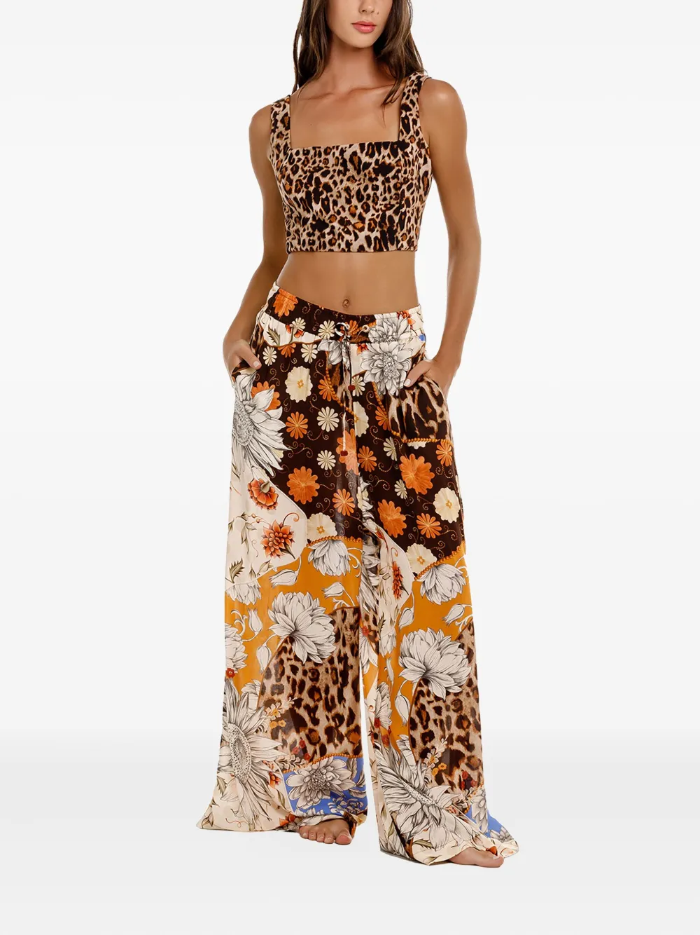 Agua Bendita Leopard-print Top In Brown