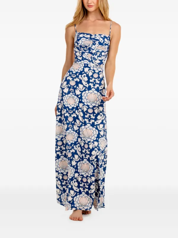 Agua Bendita Arista open-back shell-print Maxi Dress | Blue | FARFETCH Agua Bendita Arista open-back shell-print Maxi Dress | Blue | FARFETCH