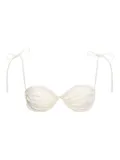 Agua Bendita pearl-embellished tie-detail bikini top - White