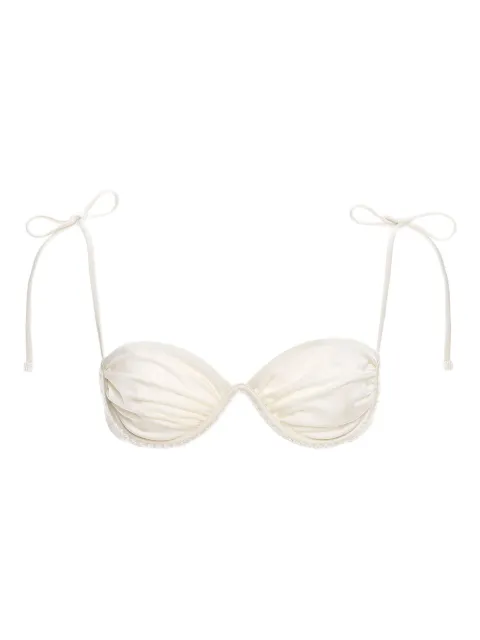 Agua Bendita pearl-embellished tie-detail bikini top 