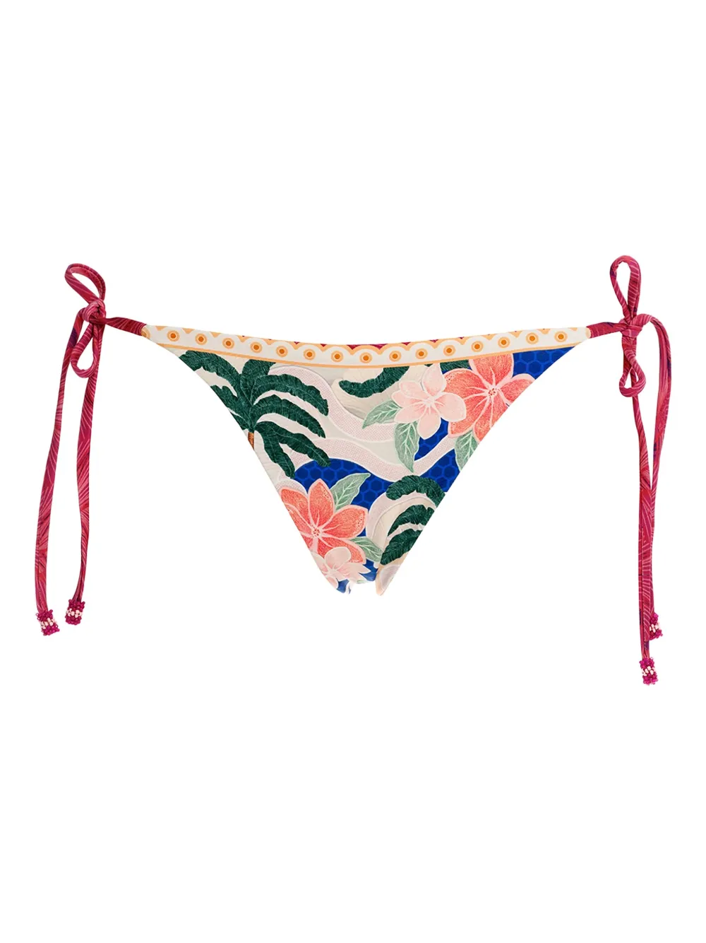 Agua Bendita Slip bikini Alegria a fiori con laccetti laterali - Toni neutri