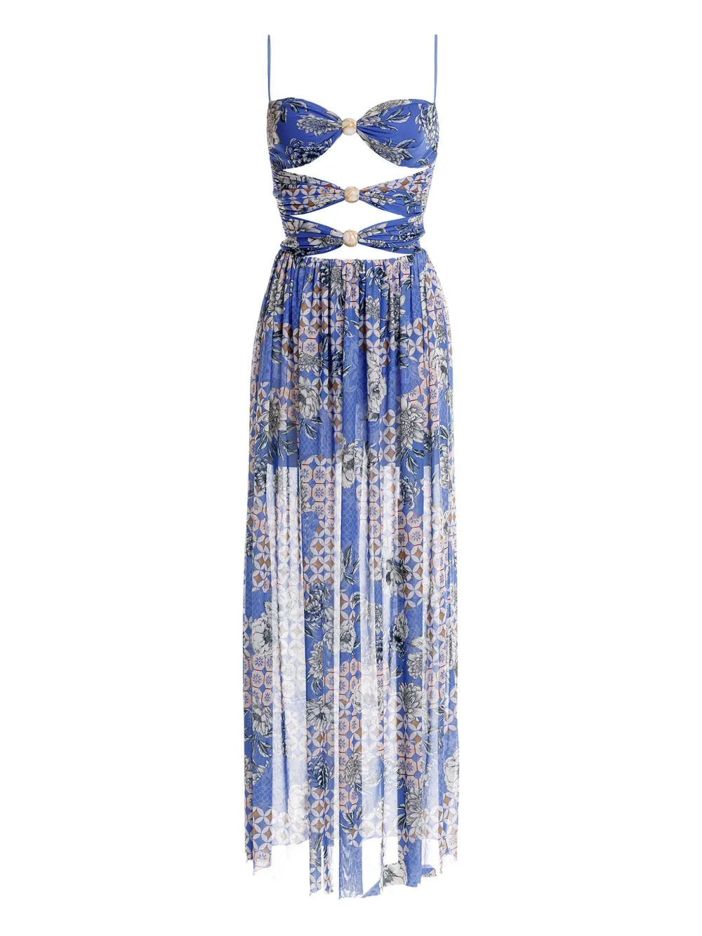 Agua Bendita Meeg Quilt Maxi Dress In Blue