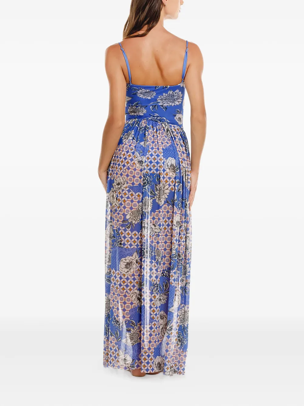 Agua Bendita Meeg Quilt Maxi Dress In Blue