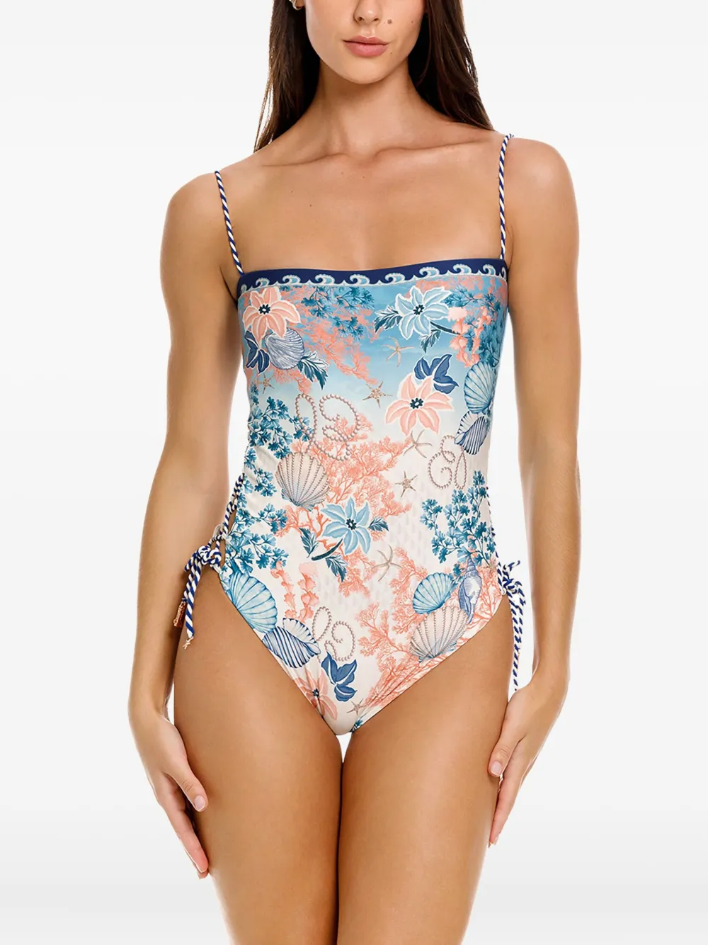 Agua Bendita Sea-print Swimsuit In Multi