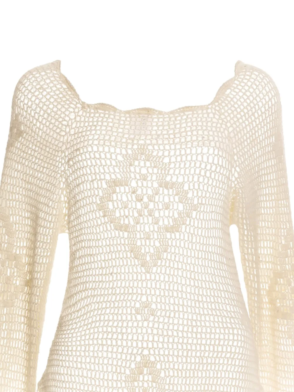 Agua Bendita Boh Crochet Bell-sleeve Top In Neutral