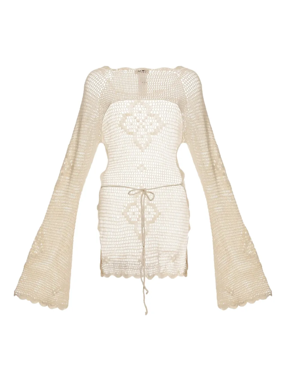 Agua Bendita Boh crochet bell-sleeve top | White | Image 1