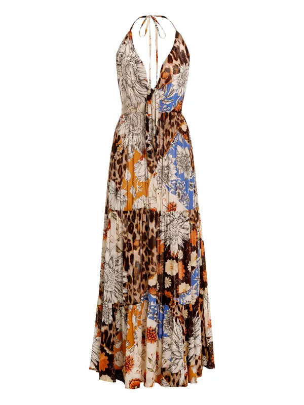 Agua Bendita Gabrielle halter-neck Maxi Dress | Orange | FARFETCH ID